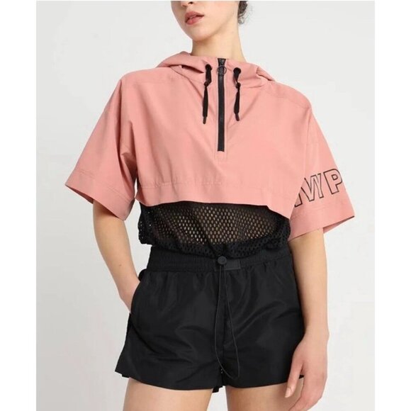 NEW! BEYONCE IVY PARK Pink & Black Mesh Panel Pullover Jacket SZ L - Picture 1 of 15